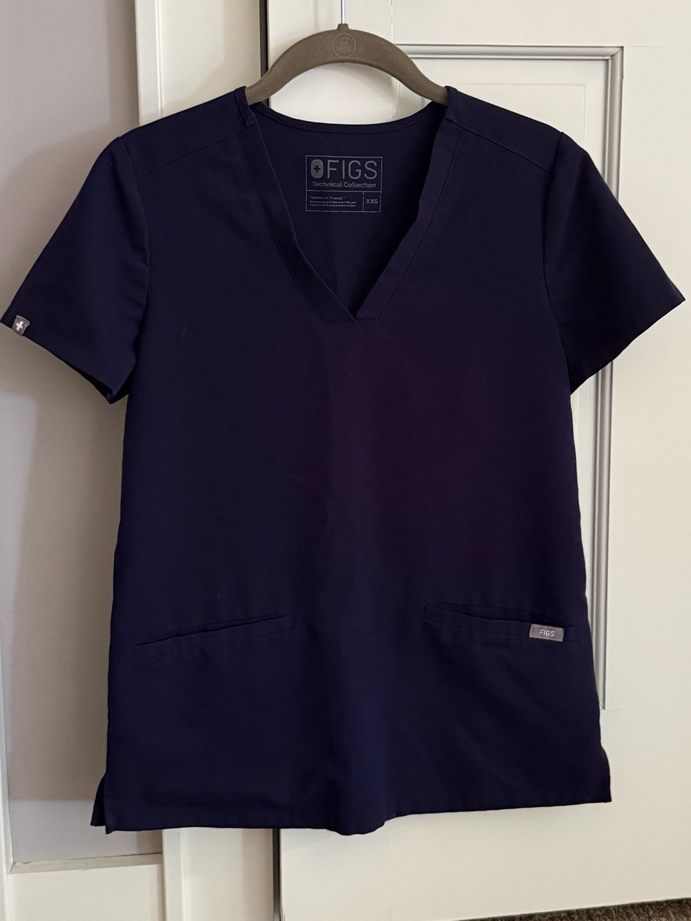 Figs Navy V-Neck Scrub Top